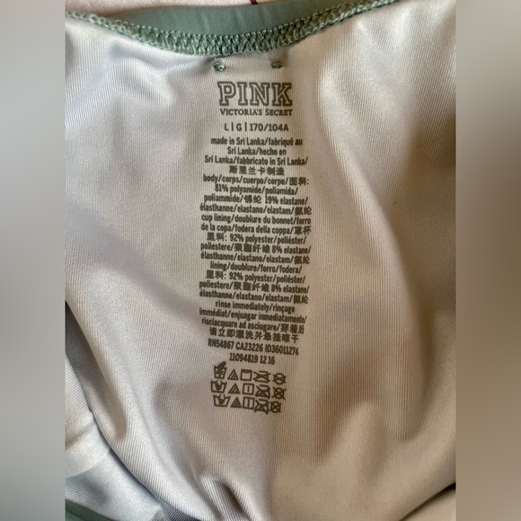 PINK by Victoria’s Secret one piece swimsuit cross strap back grayish blue sz L - Picture 6 of 6